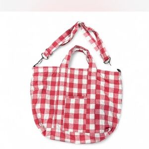 Cutesy Red and White Checkered Tote Bag
